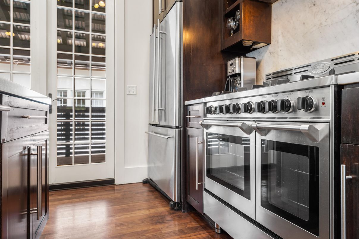 Interior, Kitchen, Stainless Steel Appliances, Wood Texture Flooring