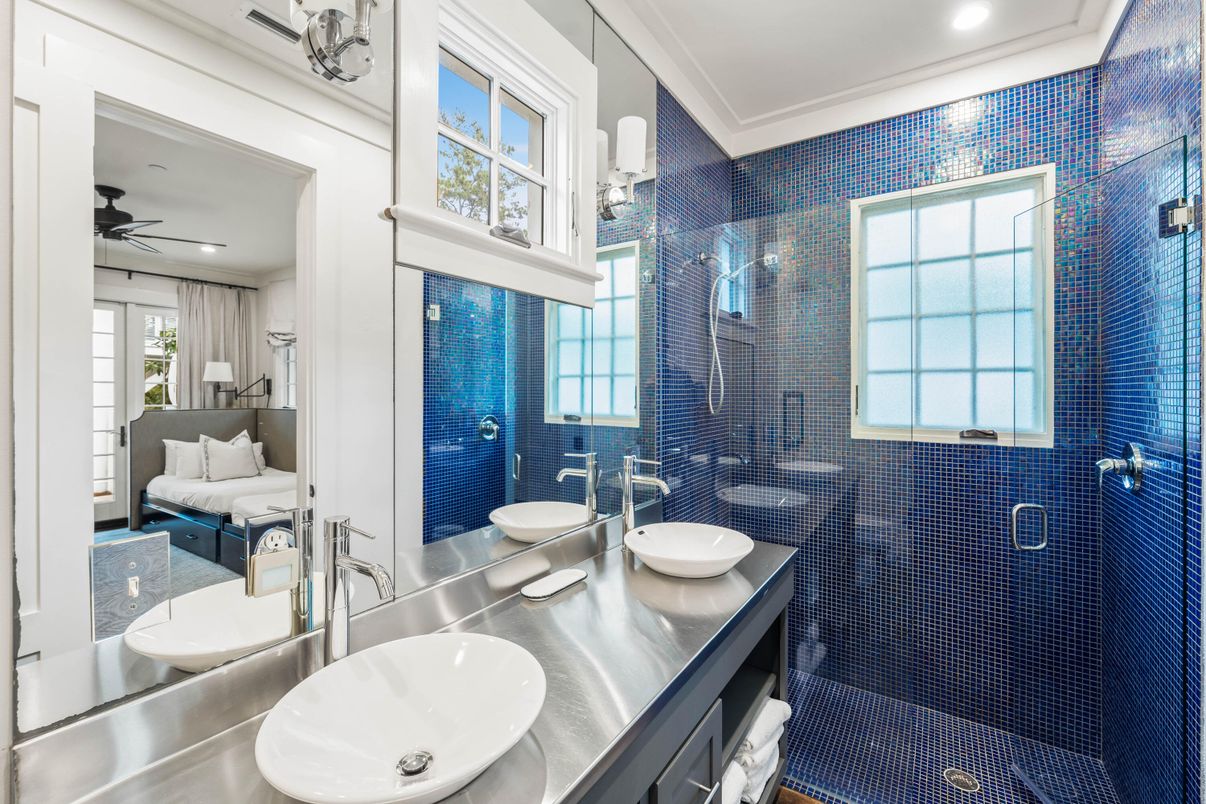 Bathroom, Bedroom, Dual Sink Vanities, Glass Shower, Interior, Recessed Lighting