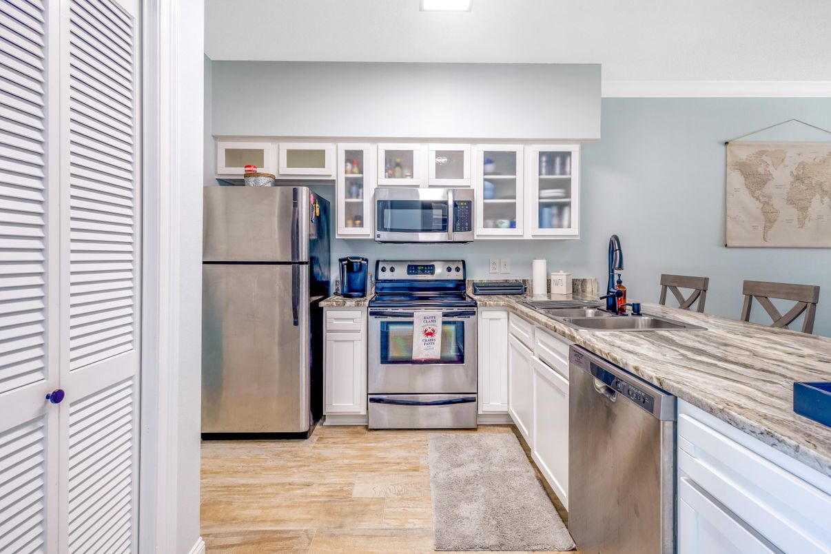 Interior, Kitchen, Stainless Steel Appliances, Wood Texture Flooring