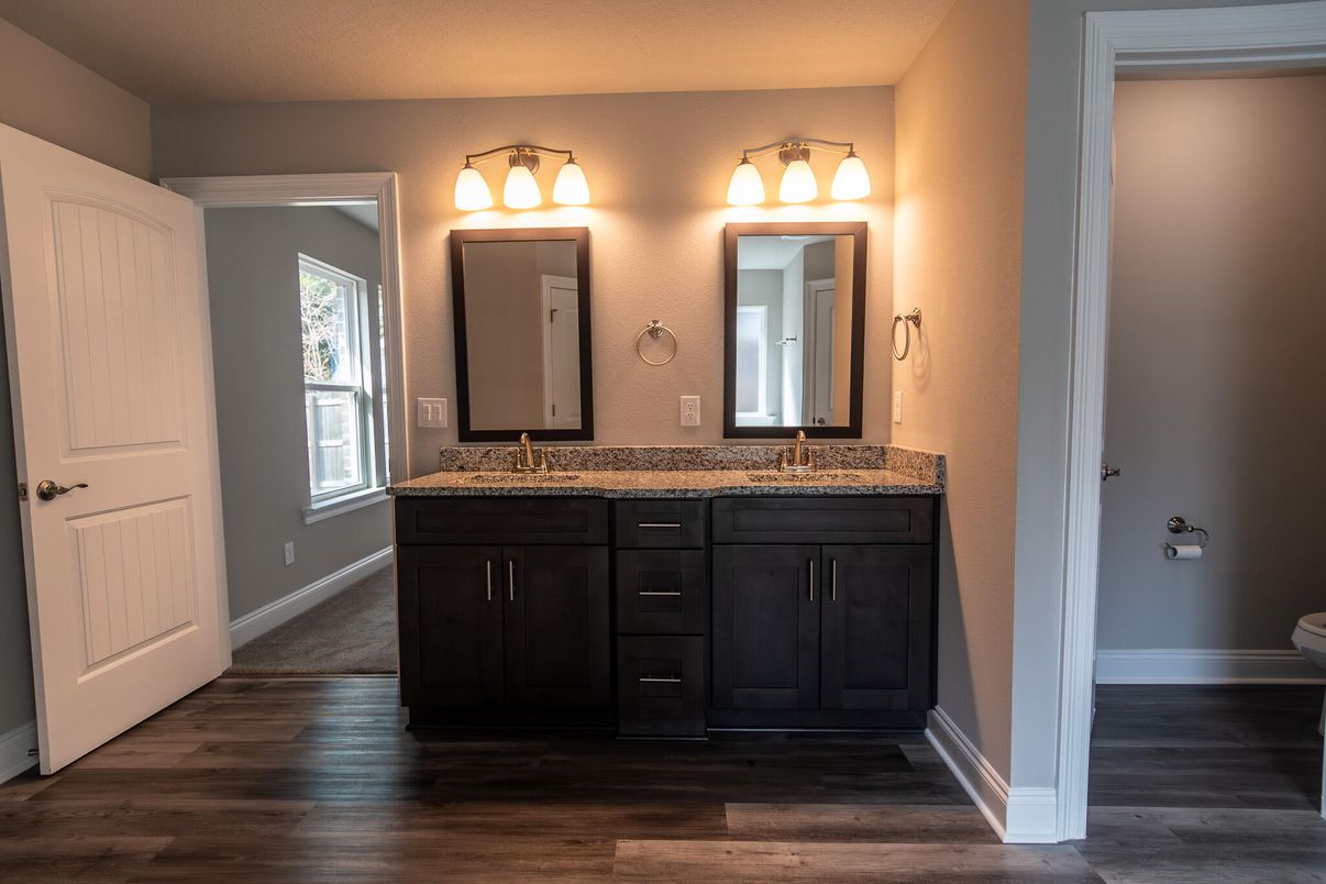 Bathroom, Dual Sink Vanities, Interior, Wood Texture Flooring