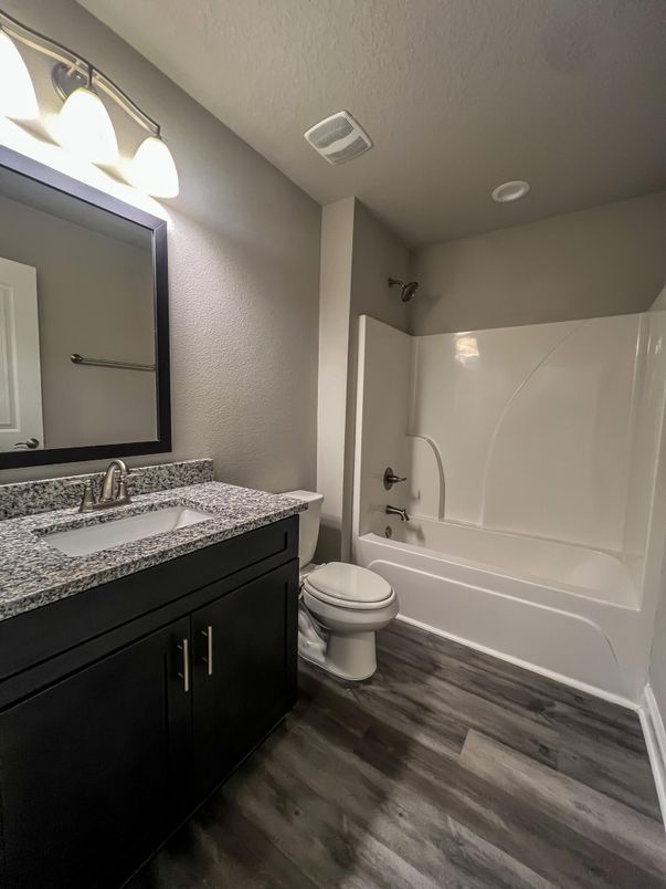 Bathroom, Interior, Recessed Lighting, Wood Texture Flooring