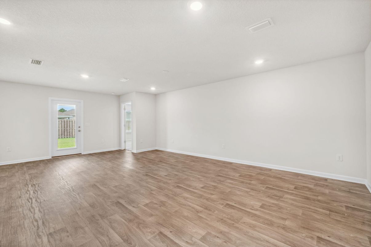 Empty room, Interior, Recessed Lighting, Wood Texture Flooring