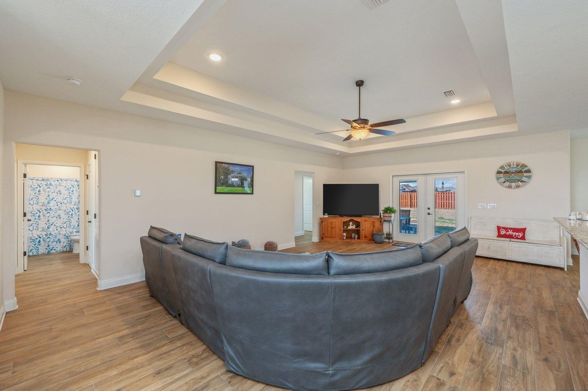 Interior, Living room, Recessed Lighting, Wood Texture Flooring