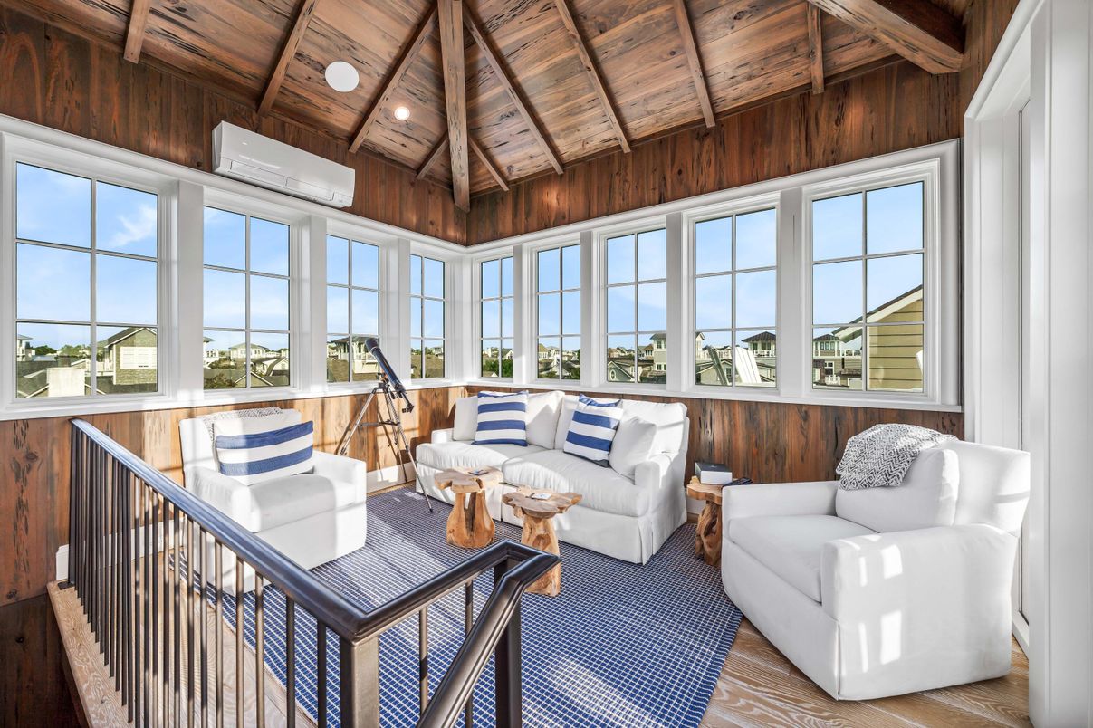 Interior, Living room, Recessed Lighting, Water, Wooden Beams, Wooden Ceilings, Wooden Walls