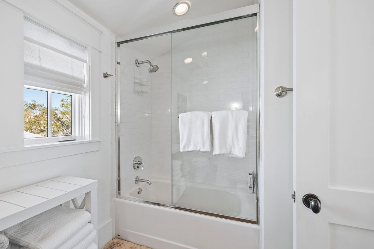 Bathroom, Glass Shower, Interior, Recessed Lighting