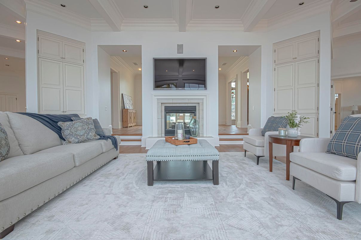 Fireplace, Interior, Living room, Recessed Lighting
