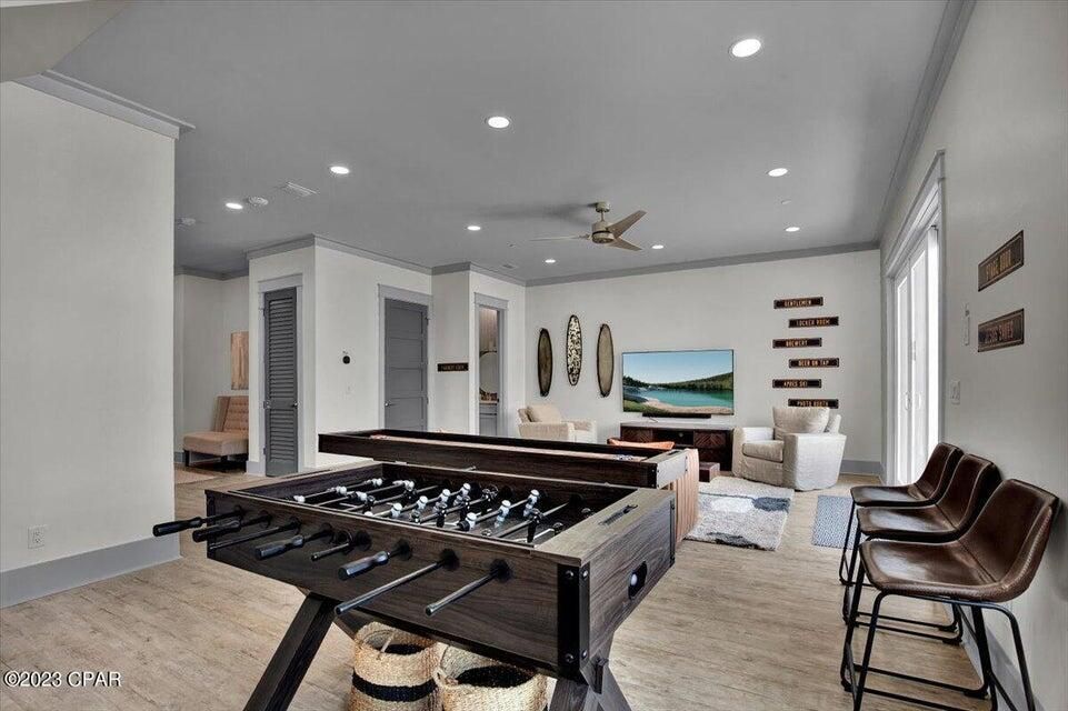 Game Room, Interior, Recessed Lighting, Wood Texture Flooring