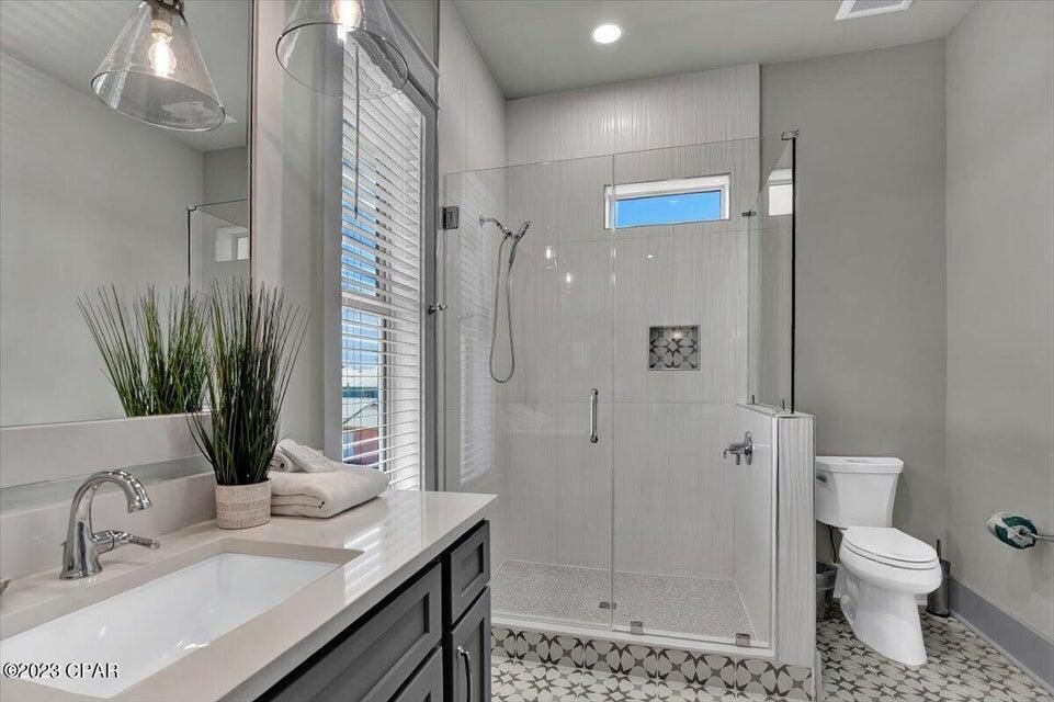 Bathroom, Glass Shower, Interior, Recessed Lighting