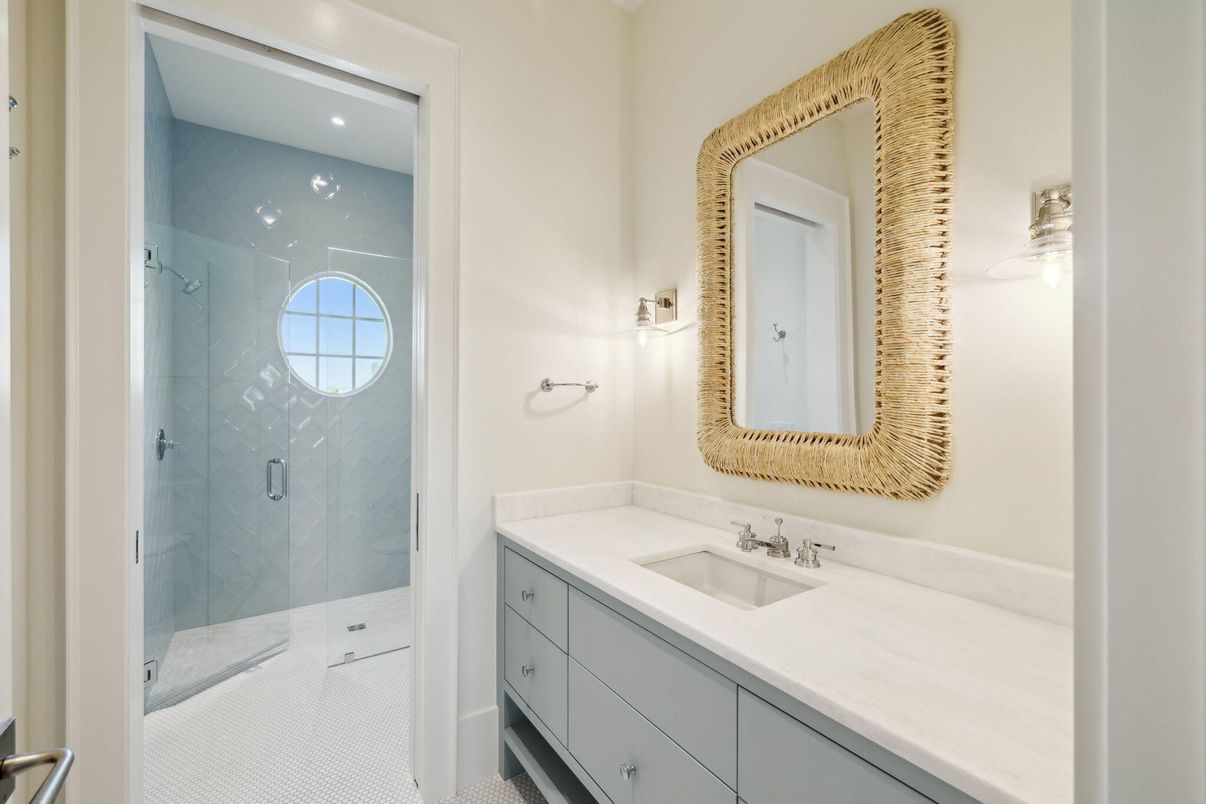 Bathroom, Glass Shower, Interior, Recessed Lighting