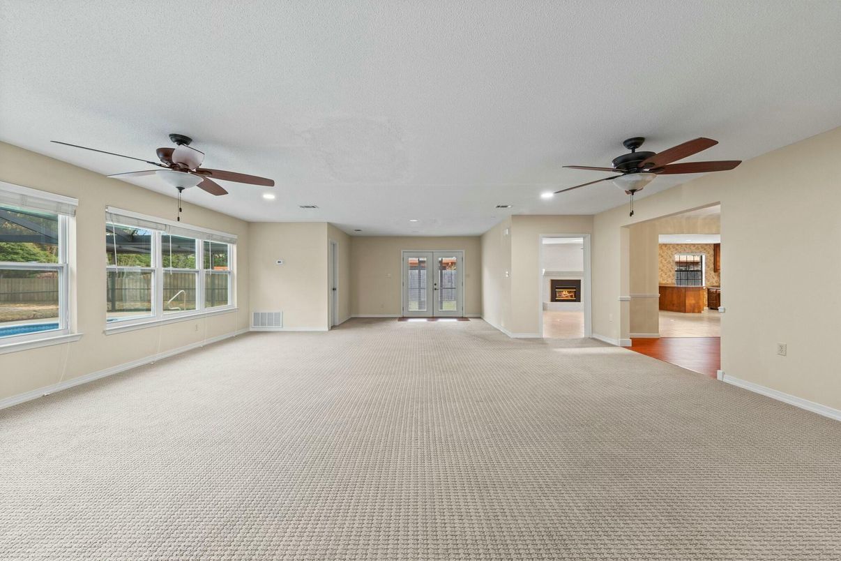 Empty room, Fireplace, Interior, Recessed Lighting