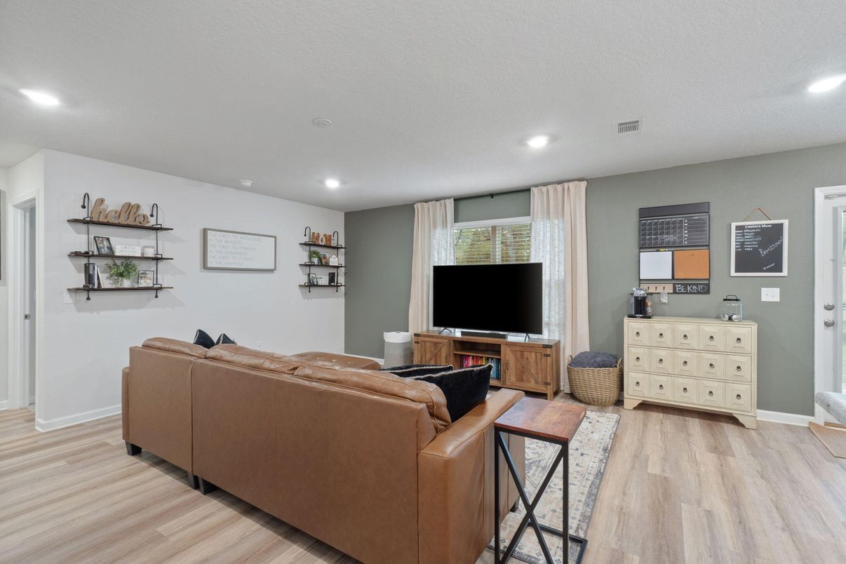 Interior, Living room, Recessed Lighting, Wood Texture Flooring