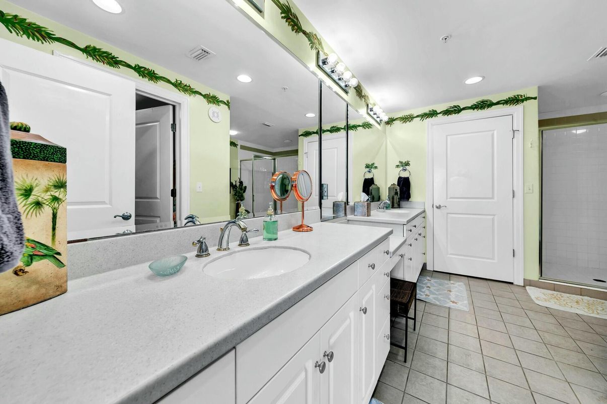 Bathroom, Dual Sink Vanities, Glass Shower, Interior, Recessed Lighting