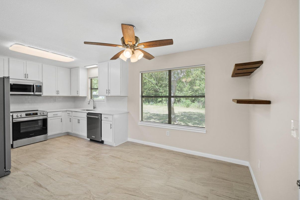 Interior, Kitchen, Stainless Steel Appliances, Wood Texture Flooring