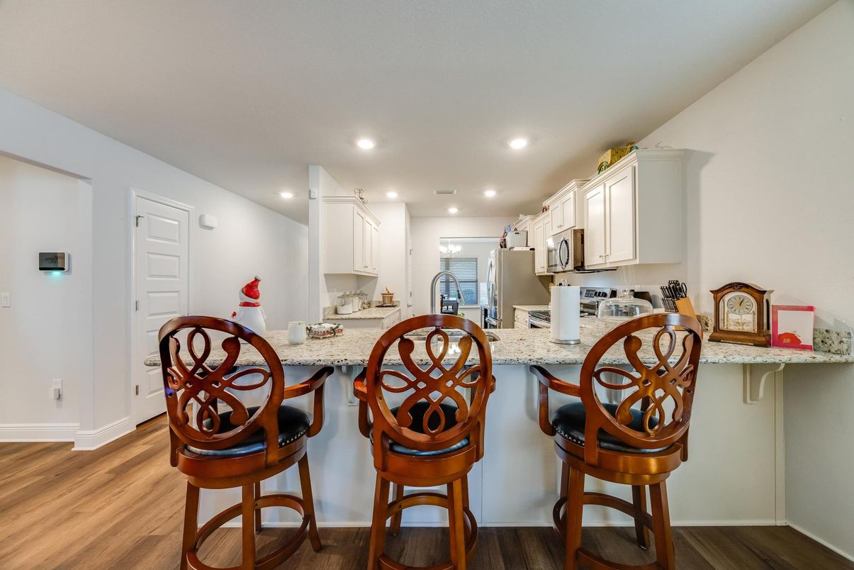 Interior, Kitchen, Recessed Lighting, Wood Texture Flooring