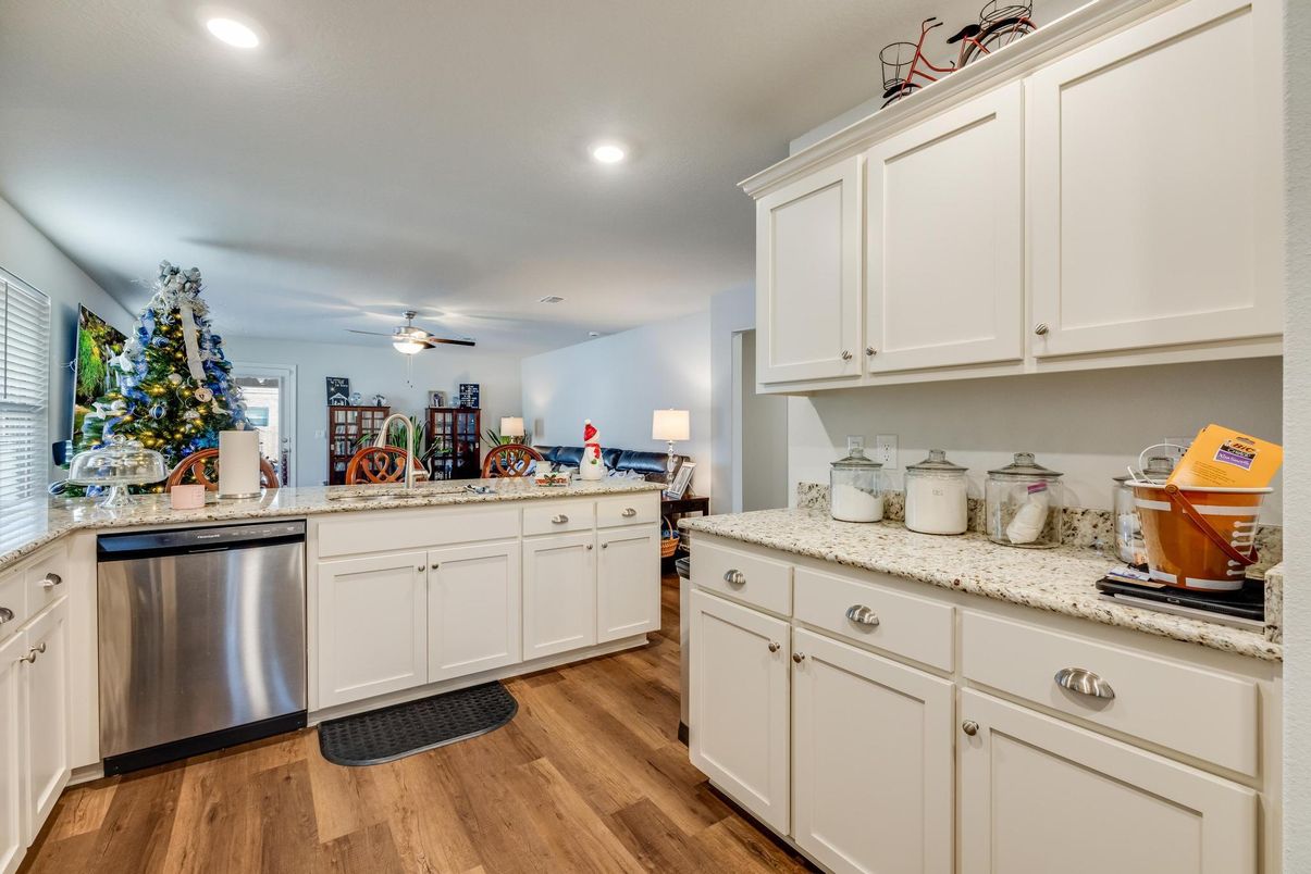 Interior, Kitchen, Recessed Lighting, Wood Texture Flooring