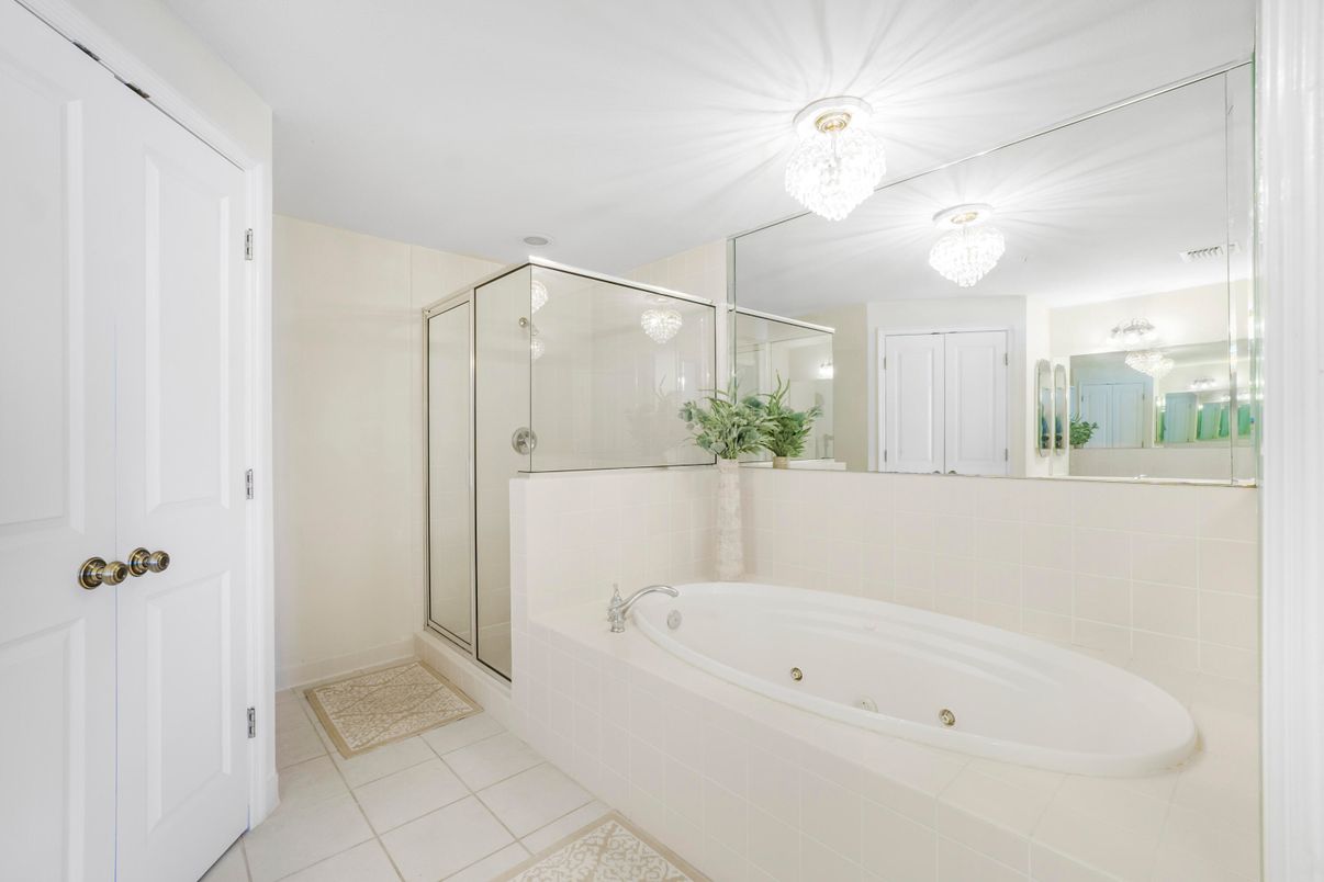 Bathroom, Chandelier, Glass Shower, Interior