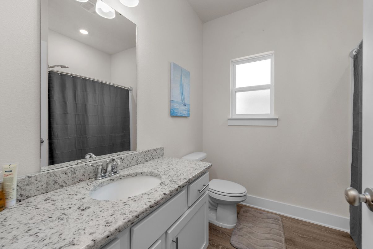 Bathroom, Interior, Recessed Lighting, Wood Texture Flooring