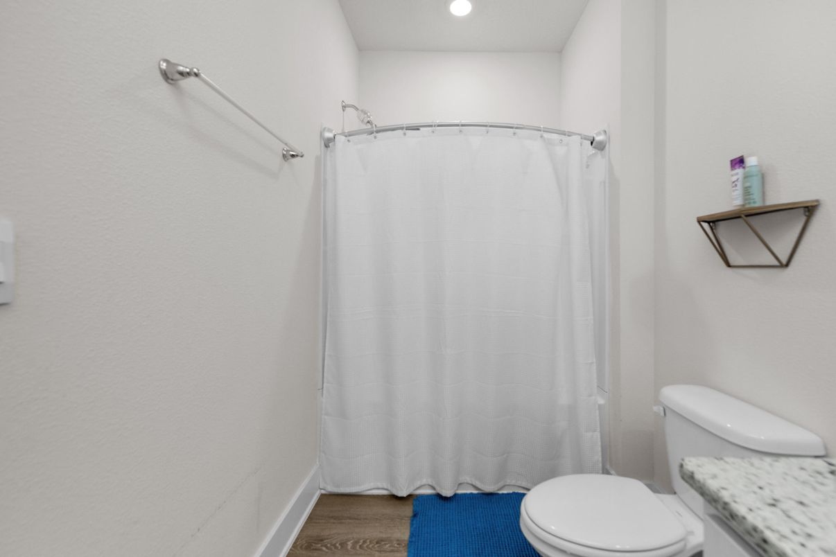 Bathroom, Interior, Recessed Lighting, Wood Texture Flooring
