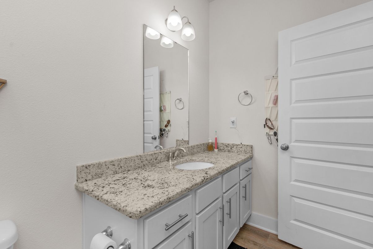 Bathroom, Dual Sink Vanities, Interior, Wood Texture Flooring