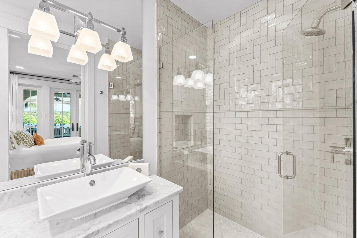 Bathroom, Glass Shower, Interior, Recessed Lighting
