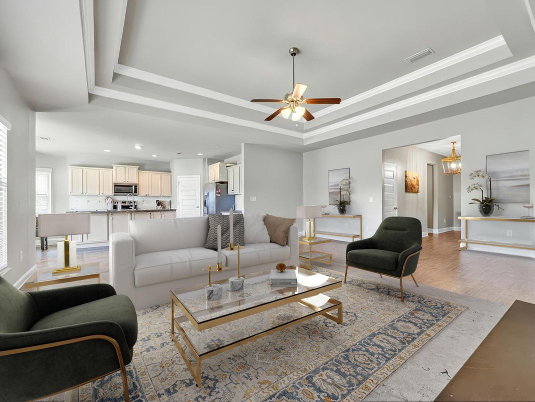 Interior, Kitchen, Living room, Pendant Lights, Recessed Lighting, Stainless Steel Appliances, Wood Texture Flooring