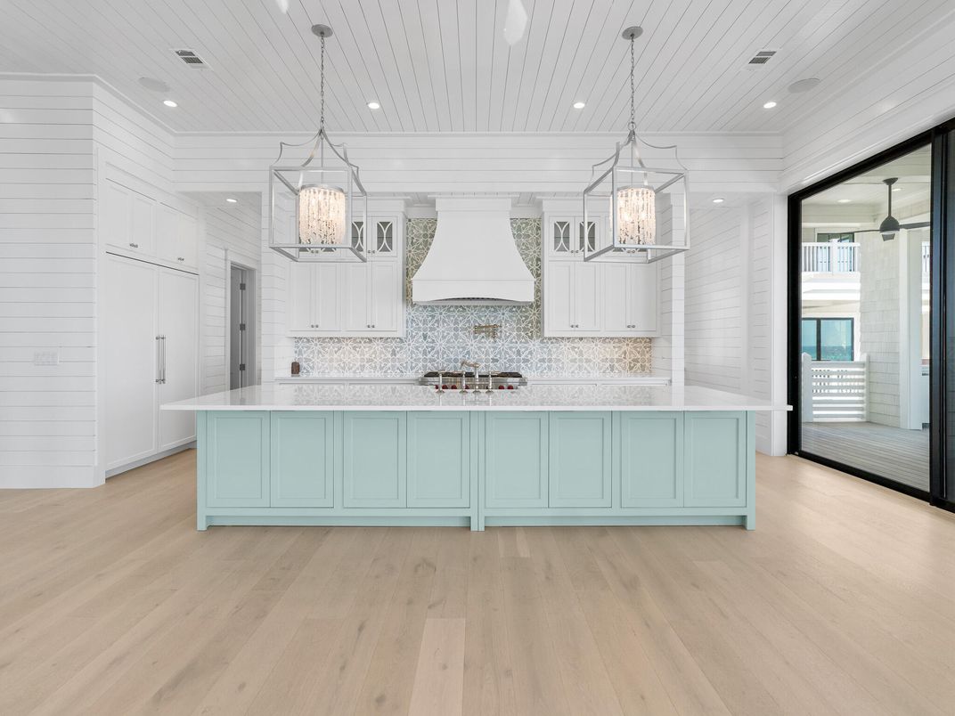 Interior, Kitchen, Pendant Lights, Recessed Lighting, Wood Texture Flooring