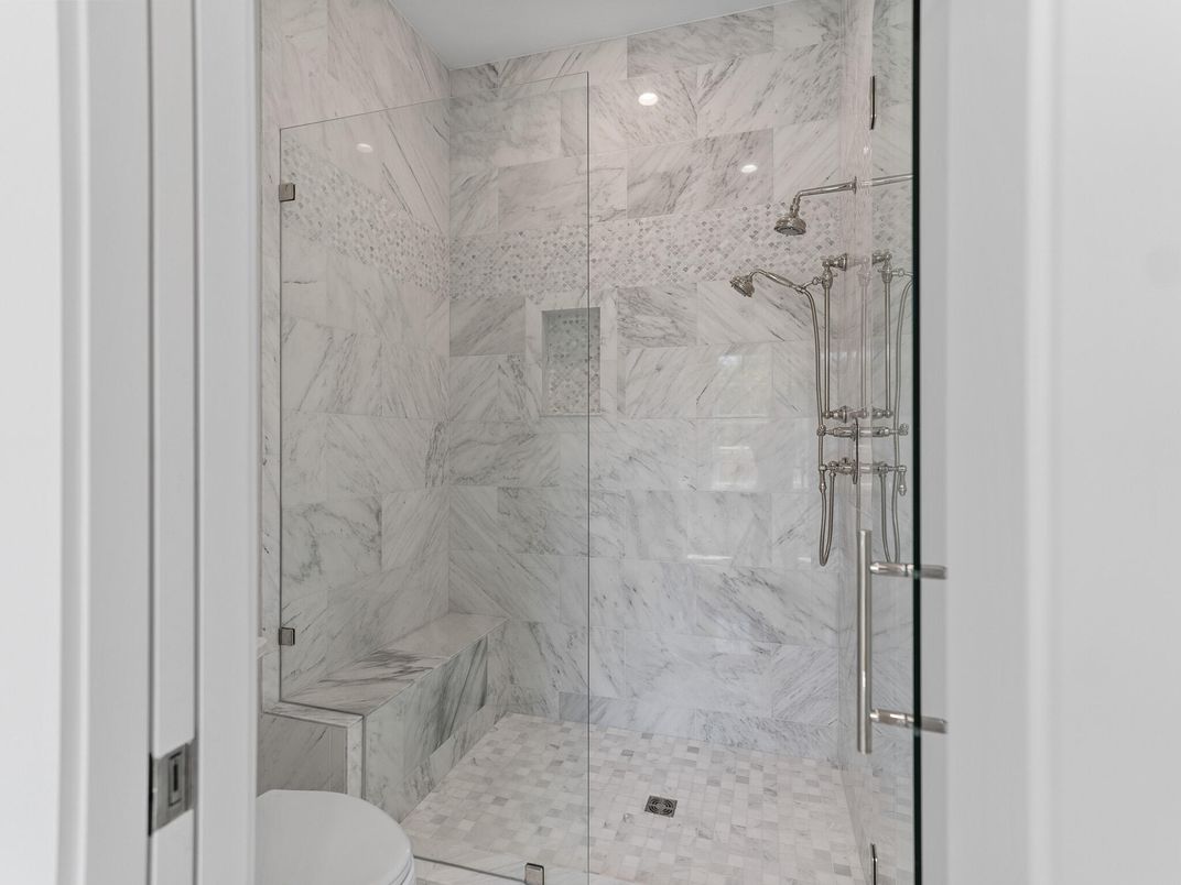 Bathroom, Glass Shower, Interior, Marble Walls