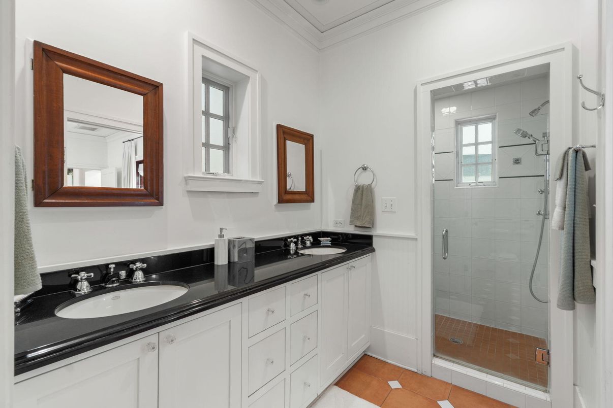 Bathroom, Dual Sink Vanities, Glass Shower, Interior