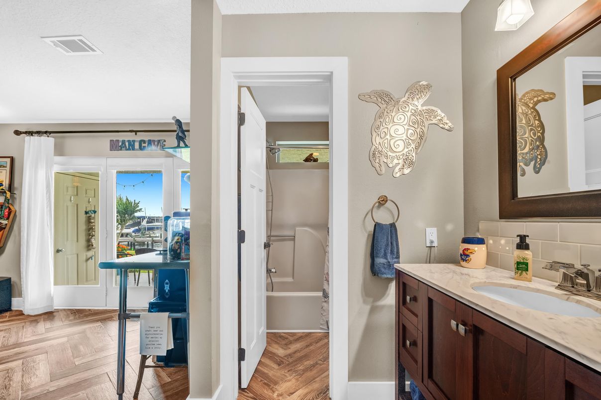 Bathroom, Interior, Wood Texture Flooring