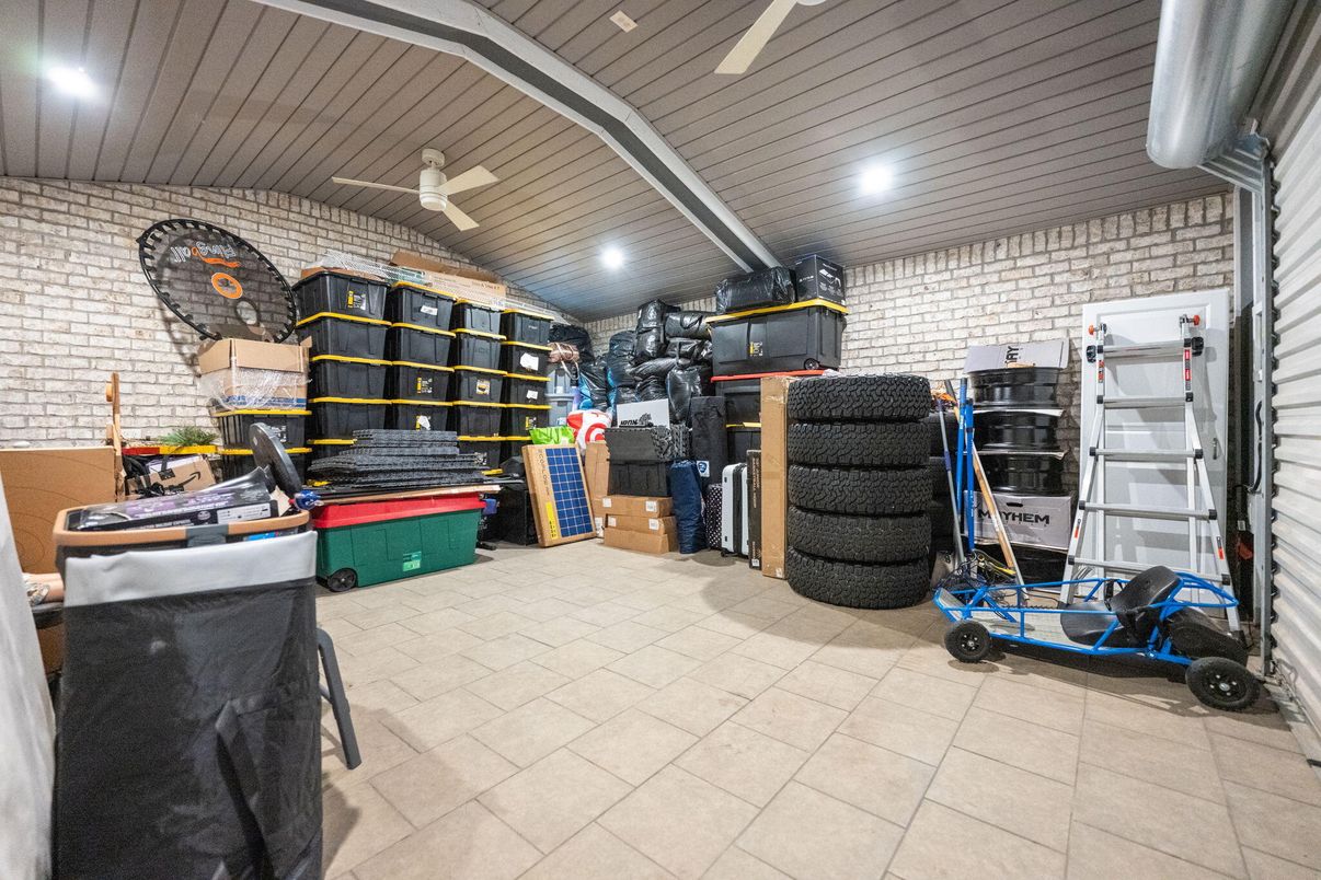 Garage, Interior, Recessed Lighting, Stone Walls