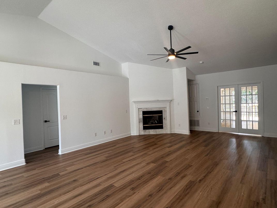 Empty room, Fireplace, Interior, Wood Texture Flooring