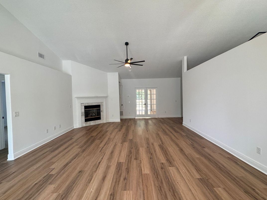 Empty room, Fireplace, Interior, Wood Texture Flooring