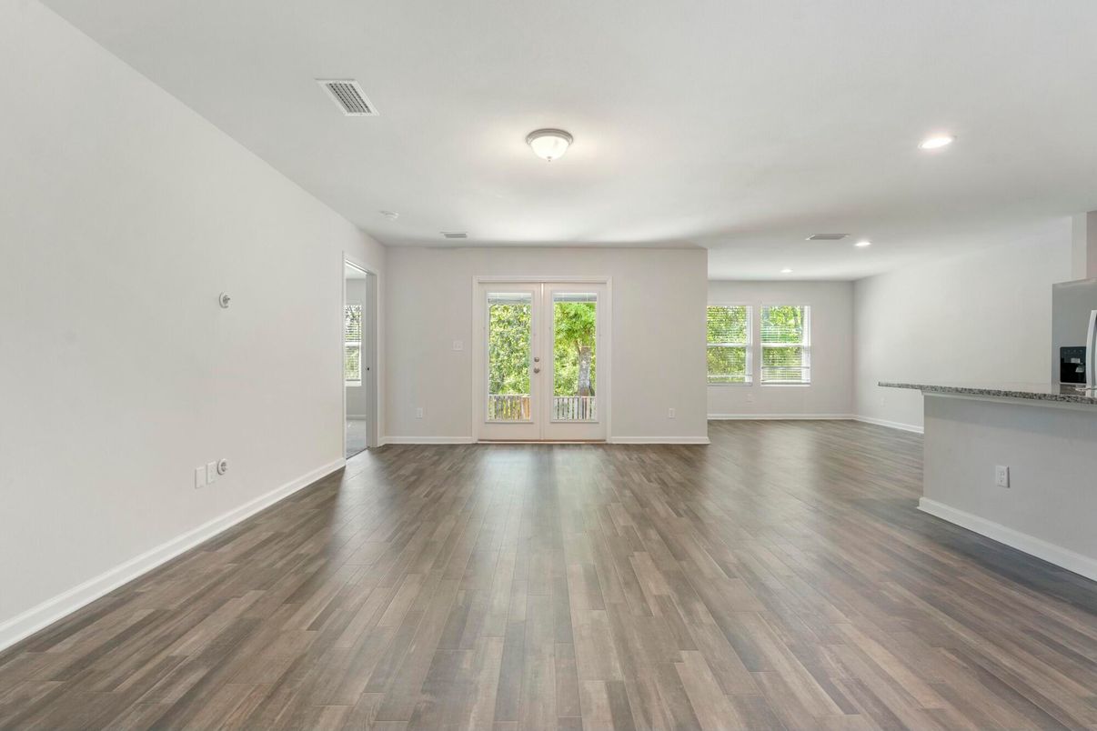 Empty room, Interior, Recessed Lighting, Wood Texture Flooring