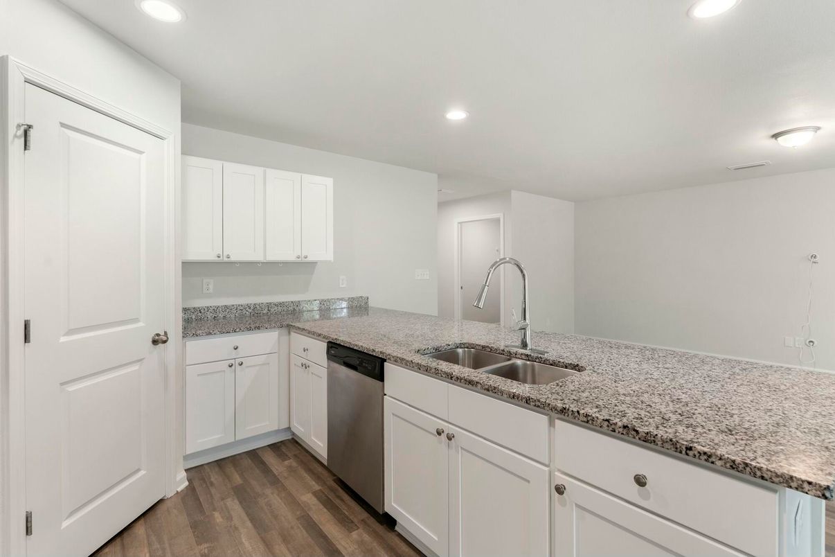 Interior, Kitchen, Recessed Lighting, Wood Texture Flooring