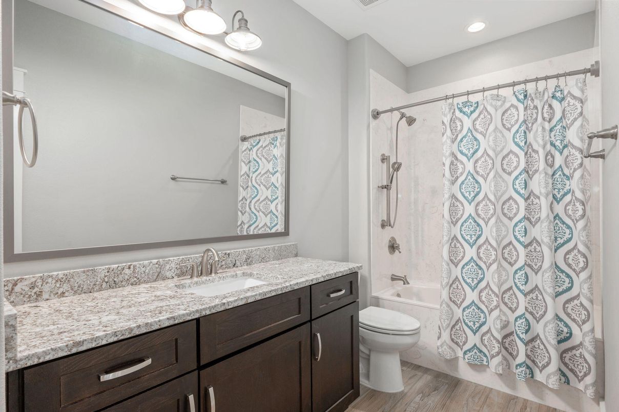 Bathroom, Interior, Recessed Lighting, Wood Texture Flooring
