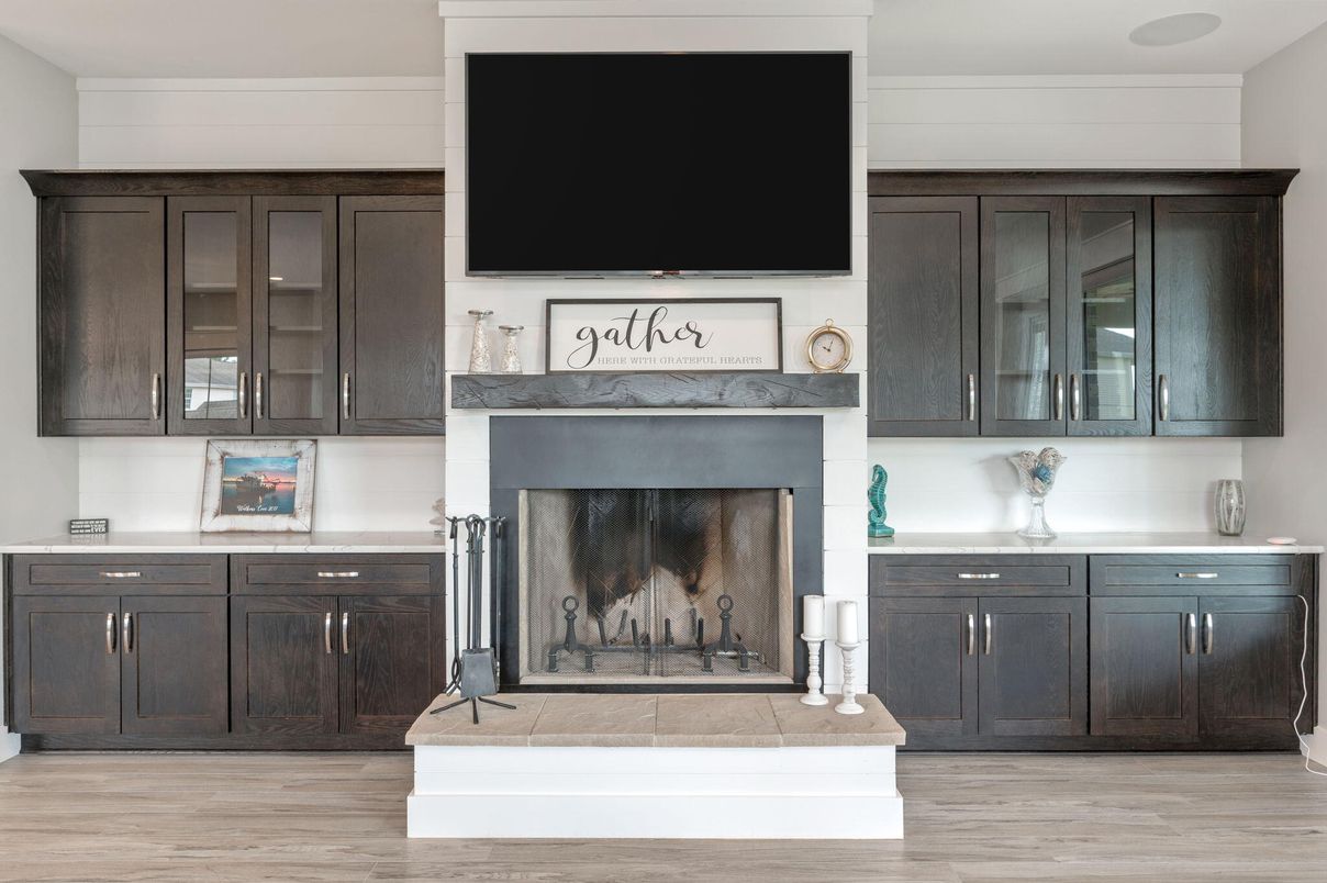 Fireplace, Interior, Wood Texture Flooring