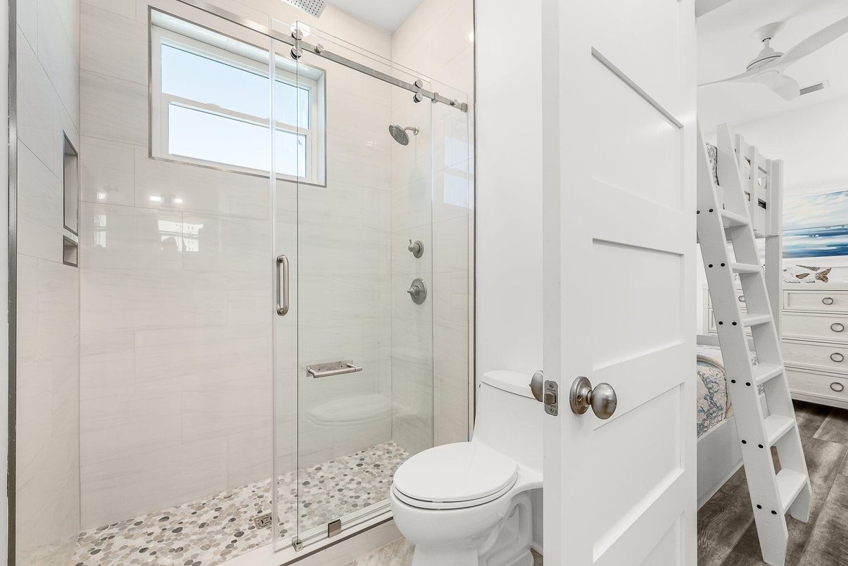 Bathroom, Glass Shower, Interior, Recessed Lighting