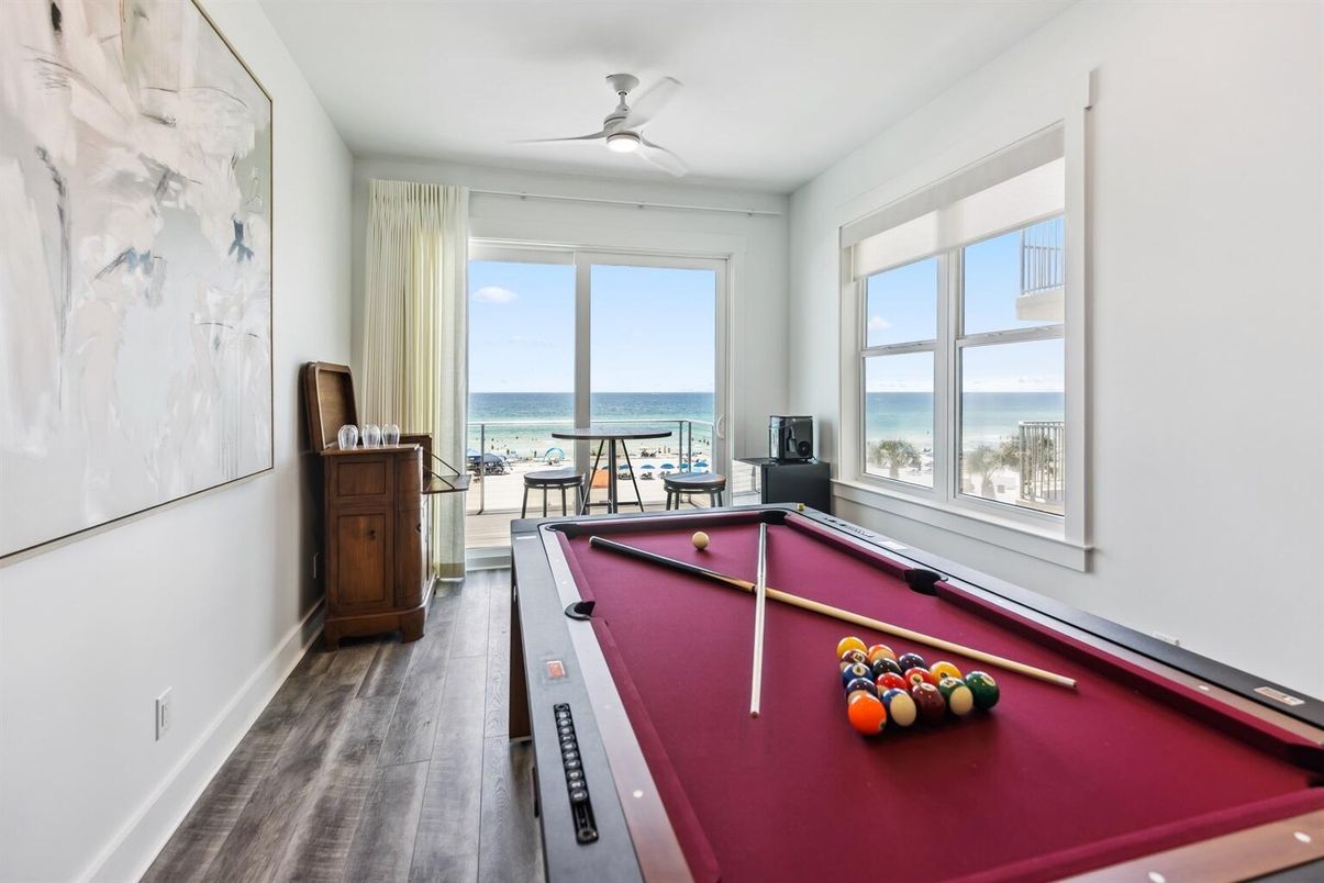 Billiard Table, Game Room, Interior, Water, Wood Texture Flooring