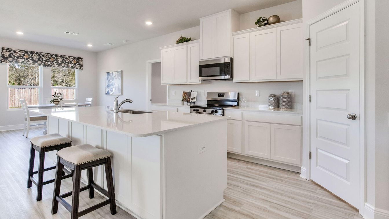 Interior, Kitchen, Recessed Lighting, Wood Texture Flooring