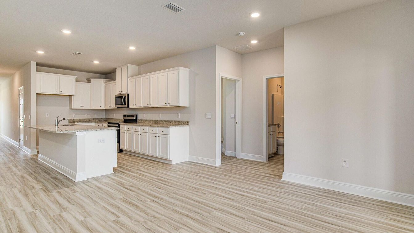 Interior, Kitchen, Recessed Lighting, Wood Texture Flooring