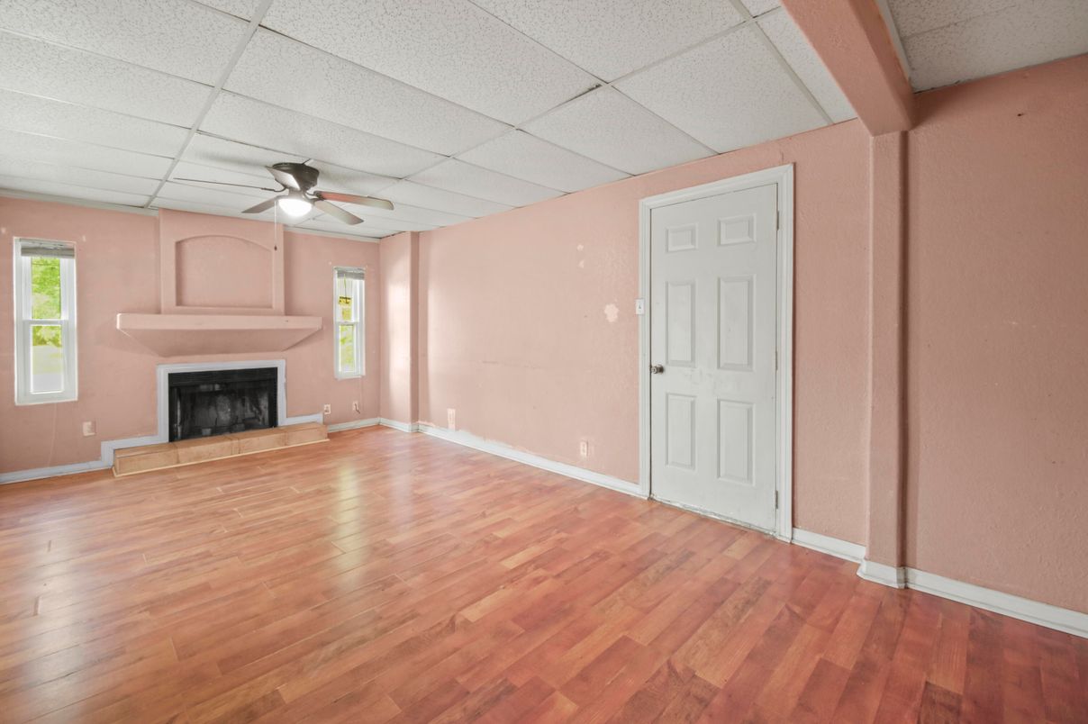 Empty room, Fireplace, Interior, Wood Texture Flooring