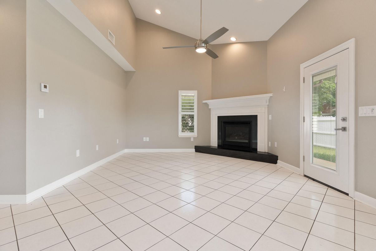 Empty room, Fireplace, Interior, Recessed Lighting