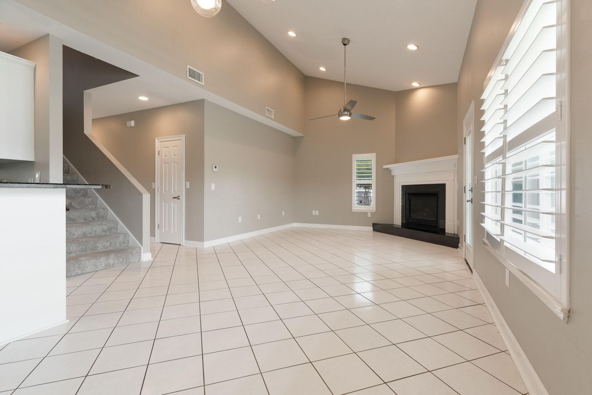 Empty room, Fireplace, Interior, Recessed Lighting
