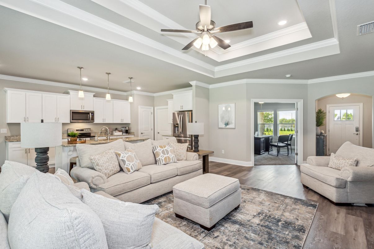 Interior, Kitchen, Living room, Pendant Lights, Recessed Lighting, Stainless Steel Appliances, Wood Texture Flooring