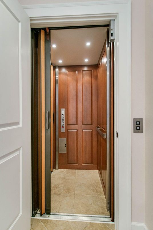 Elevator, Interior, Recessed Lighting, Wooden Walls