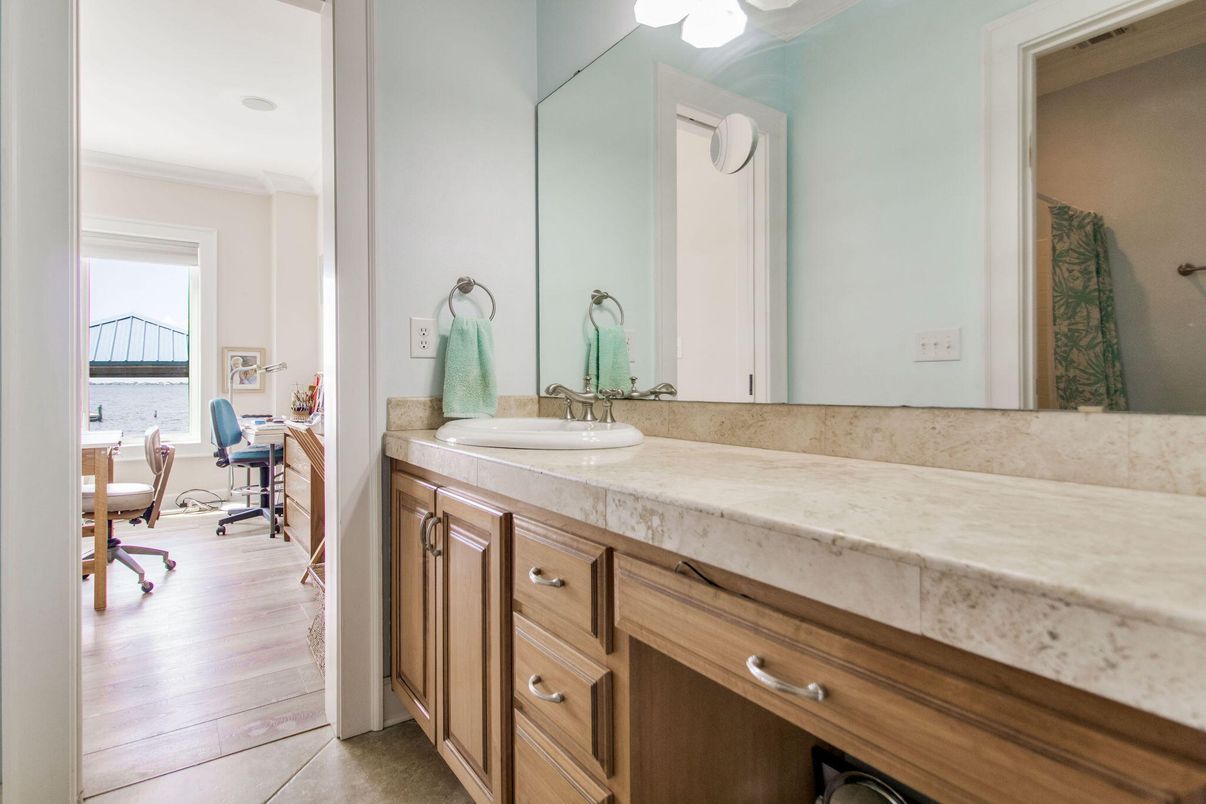 Bathroom, Dual Sink Vanities, Interior, Wood Texture Flooring