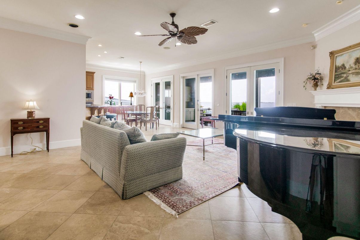 Dining room, Fireplace, Interior, Kitchen, Living room, Recessed Lighting