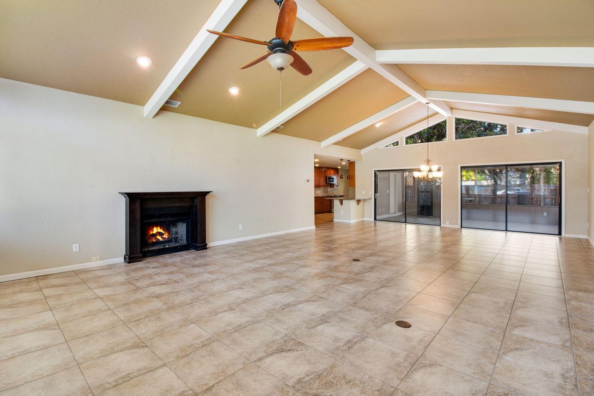 Empty room, Fireplace, Interior, Recessed Lighting