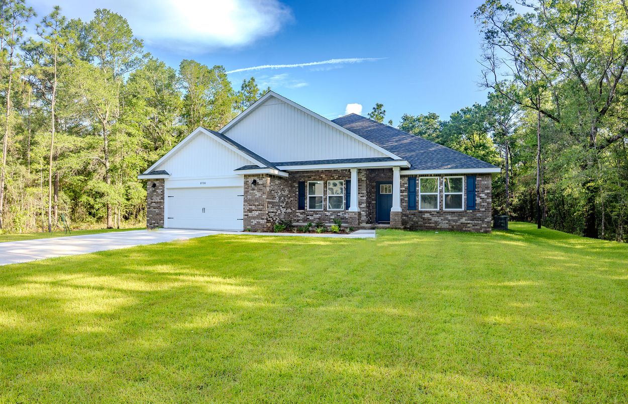 Attached, Backyard, Exterior, Facade, Brick Facade, Farmhouse