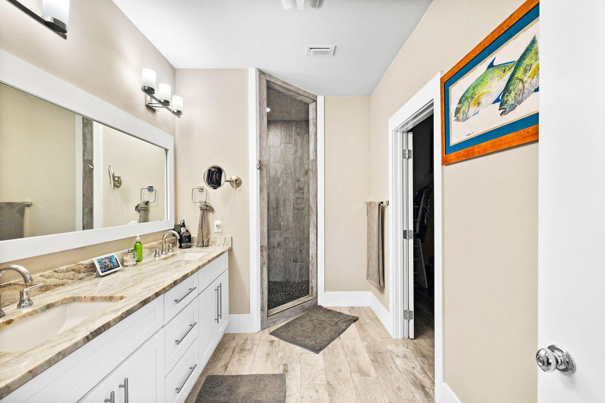 Bathroom, Dual Sink Vanities, Glass Shower, Interior